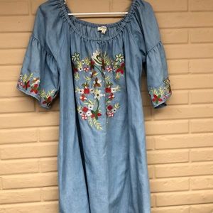 Blue embroidered dress